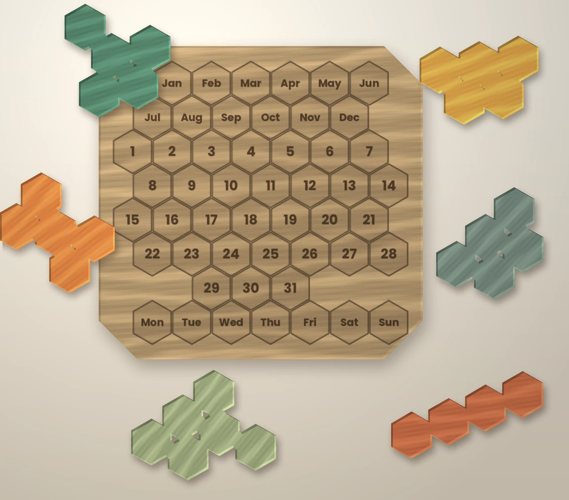 Geometric wood puzzle pieces